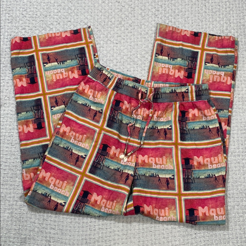 C&C California Linen Blend Pants Womens Medium Maui Beach Hawaii Beach Leisure